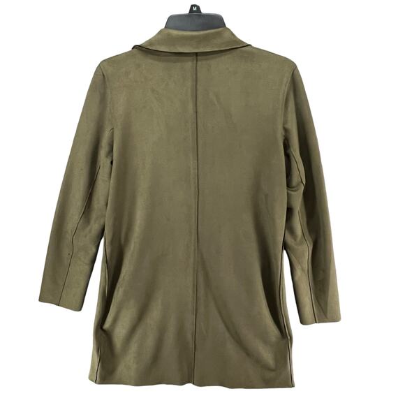 Carolina Belle Long Blazer Womens M Olive Green Snap Jacket Minimalist Corpcore - Picture 4 of 15